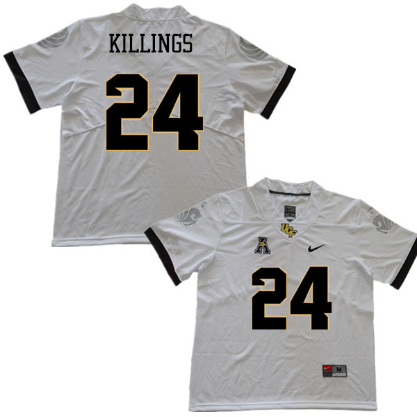 Men #24 D.J. Killings UCF Knights College Football Jerseys Sale-White - Click Image to Close